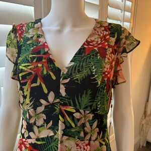 NWT Tommy Hilfiger Rivera Jungle Flower High Low Chiffon Dress